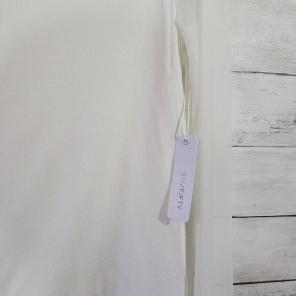 Six Fifty Boutique Cold Shoulder Sheer Sleeve Cream Off White Top Size Small - Picture 11 of 14
